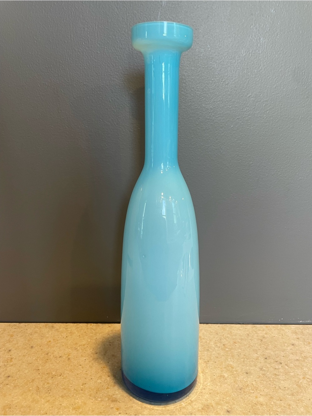 MCM Vintage Denmark Art Glass Blue Holmegaard Cased Glass Decanter Bottle